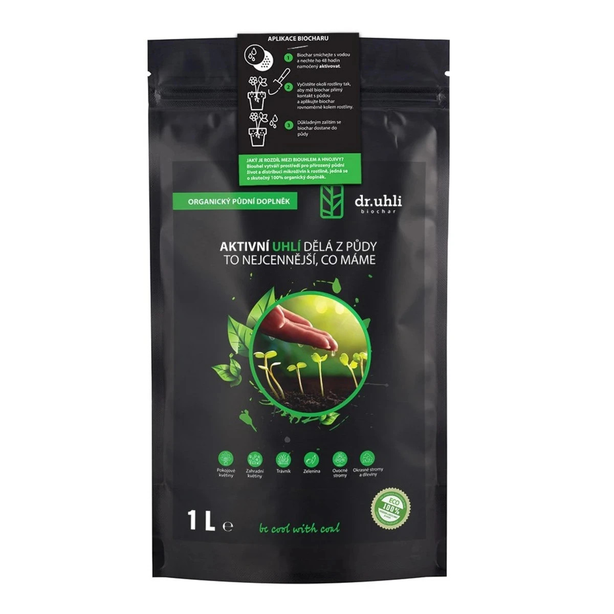 Biochar - aktívne uhlie k rastlinám - Devrakon - predaj hnojív - 1 l