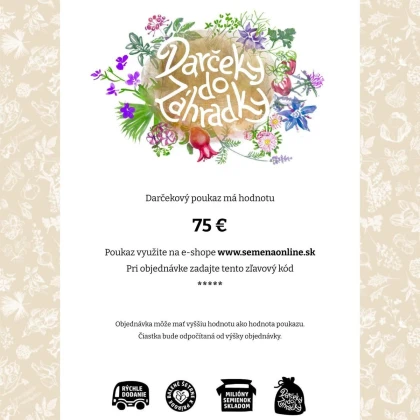 Darčeková poukážka v hodnote 75 EUR