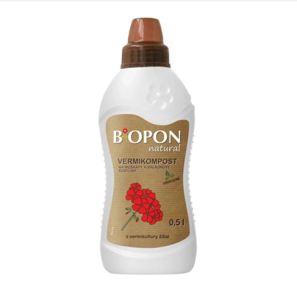 Vermikompost - Muškáty a balkónové rastliny - BoPon - predaj hnojív - 500 ml