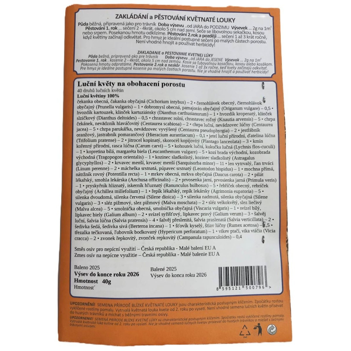 Lúčne kvety pre obohatenie porastu – Planta Naturalis – lúčna zmes – 40 g