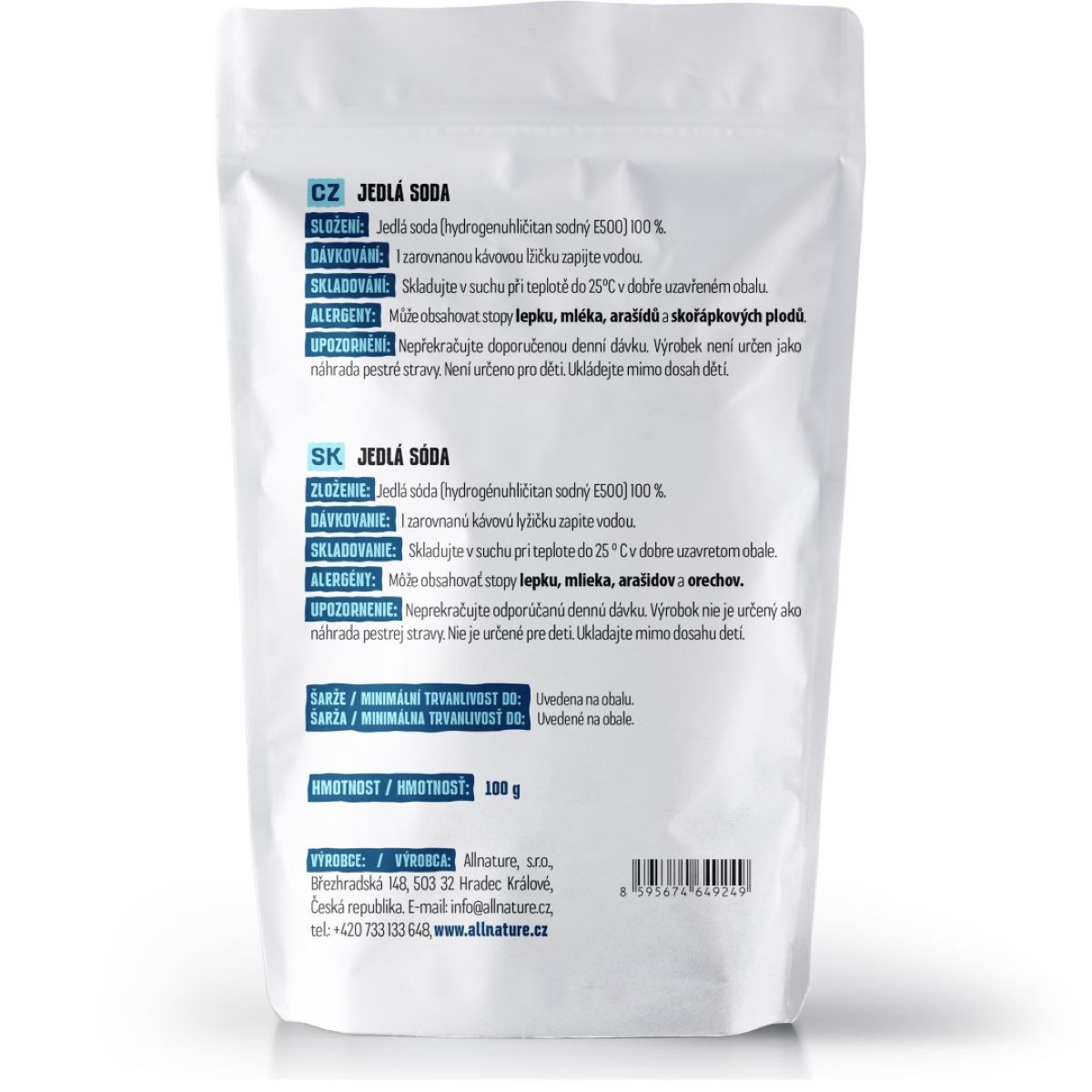 Jedlá sóda - prášok - predaj upratovacích potrieb - 100 g