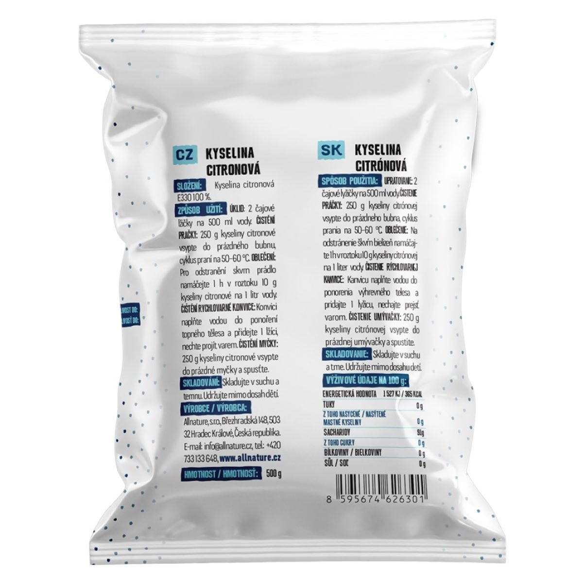 Kyselina citrónová - prášok - predaj upratovacích potrieb - 500 g